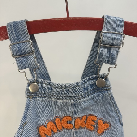 Disney Overalls Baby Toddler  18M Blue Denim Mickey Donald Pluto Shortalls‎ - Picture 2 of 10